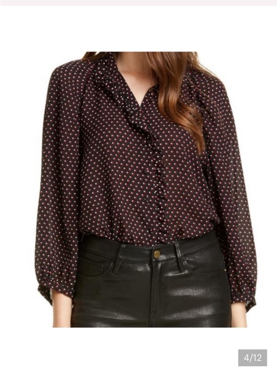 Frame Denim Tops - FRAME 100% Silk Black Heart Print Grace Blouse